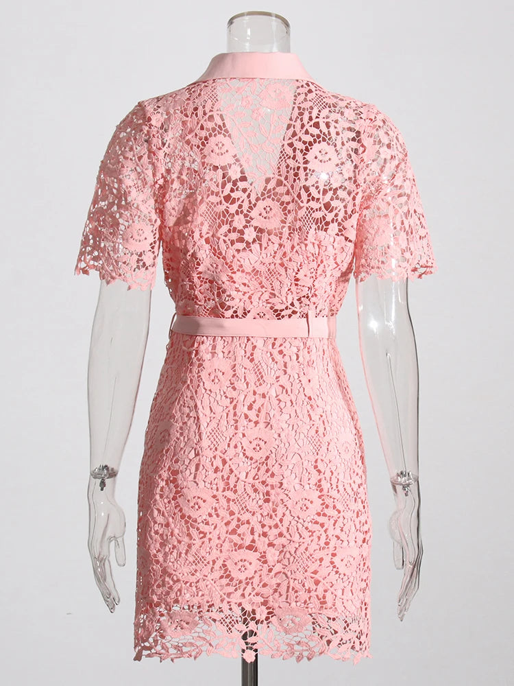 Embroidered Lace Mini Dress