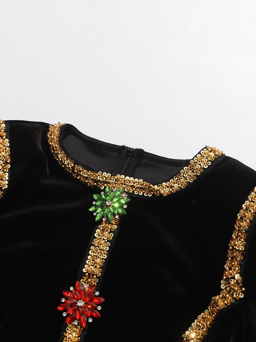 Rhinestones Black Gown