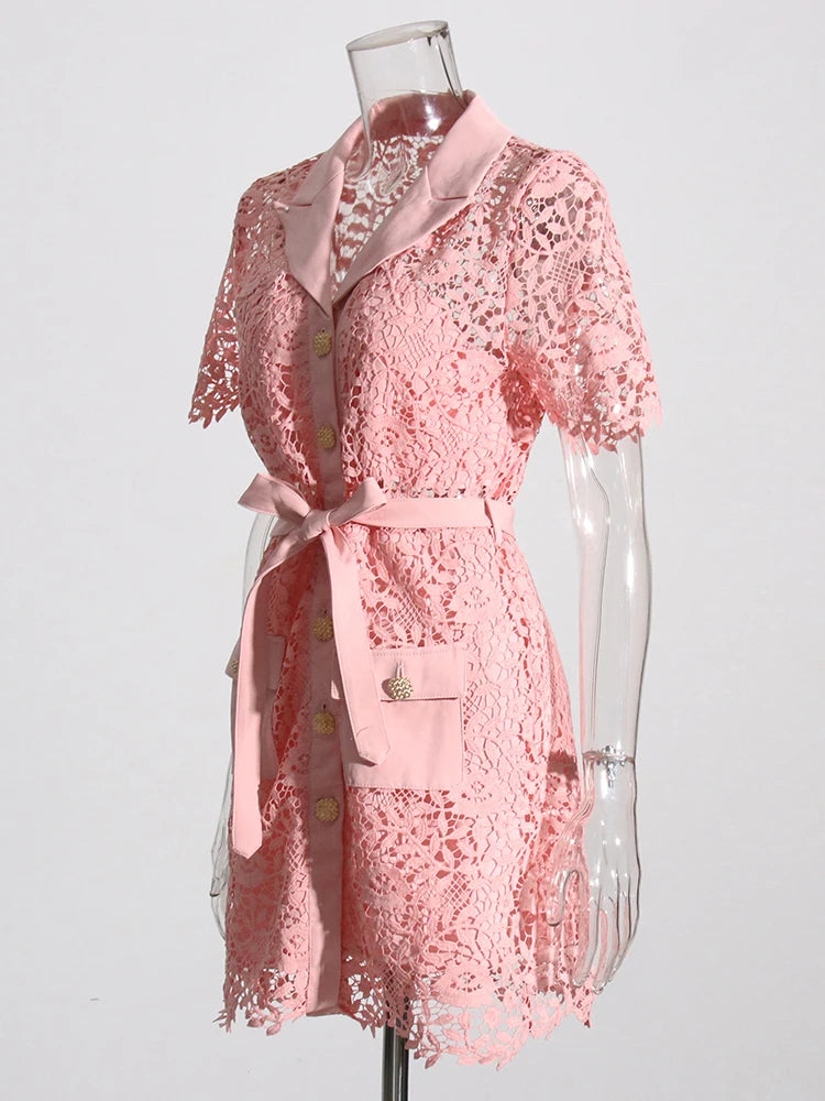 Embroidered Lace Mini Dress