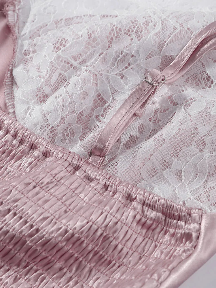Pink Lace Detail Dress