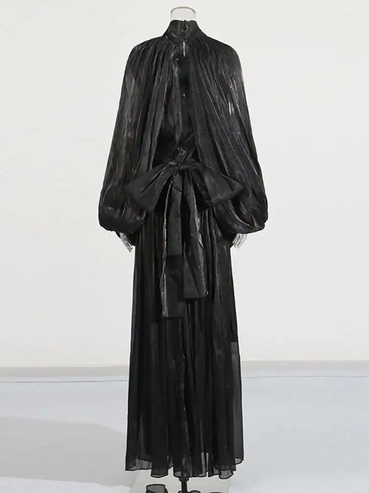 Stand Collar Maxi Dress