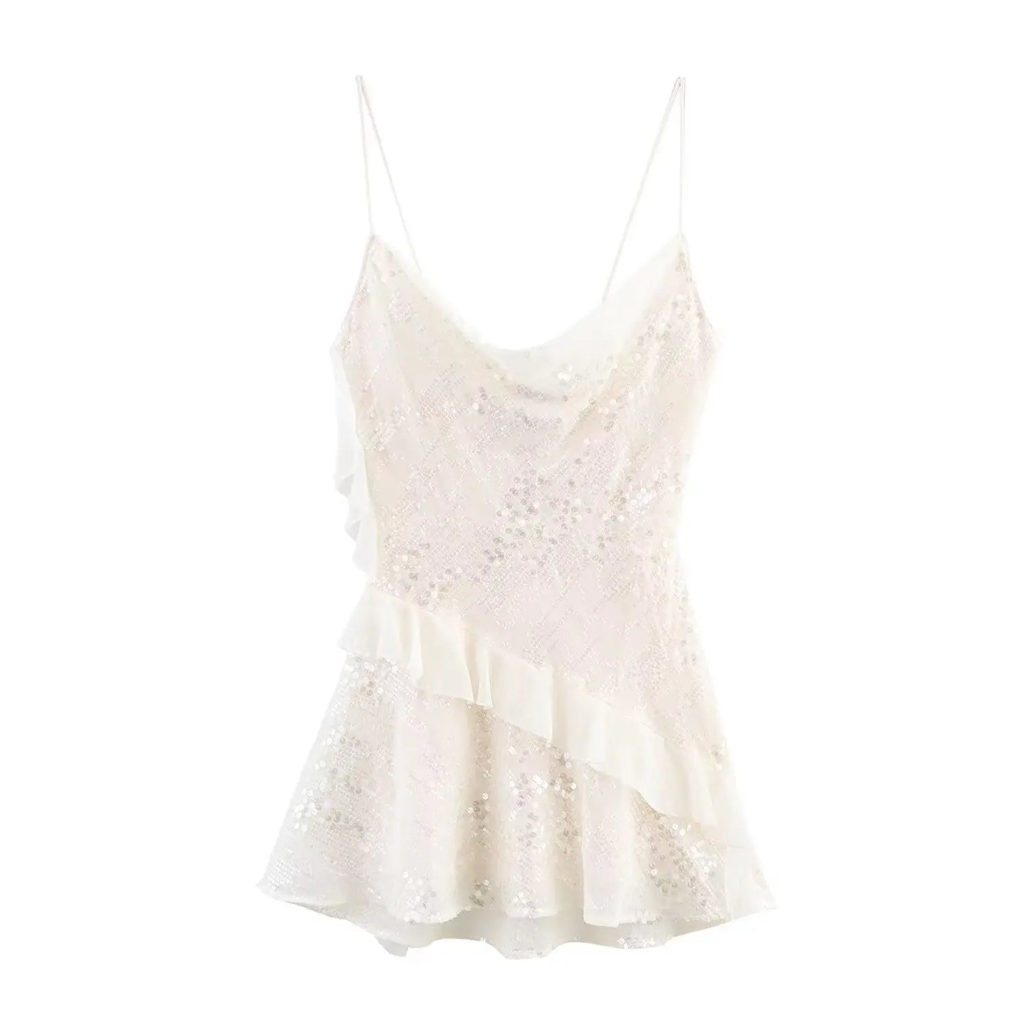 Sequins Mini Dress White | Zalia Atelier