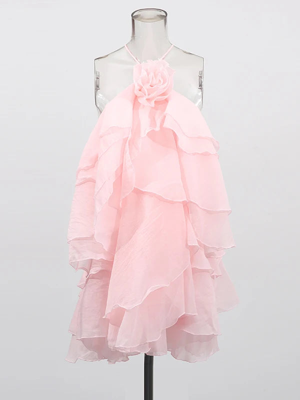 Cascading Ruffles Mini Dress
