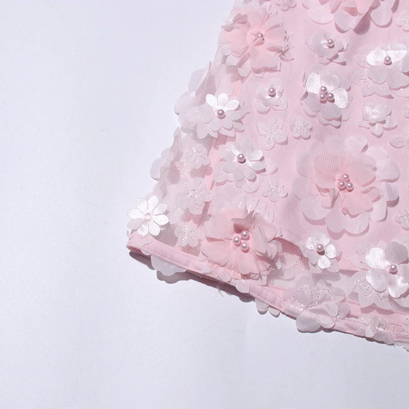 Flower Appliques Mini Dress