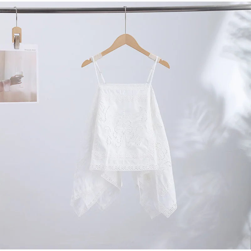 Zalia Atelier - Sleeveless White Embroidered Top