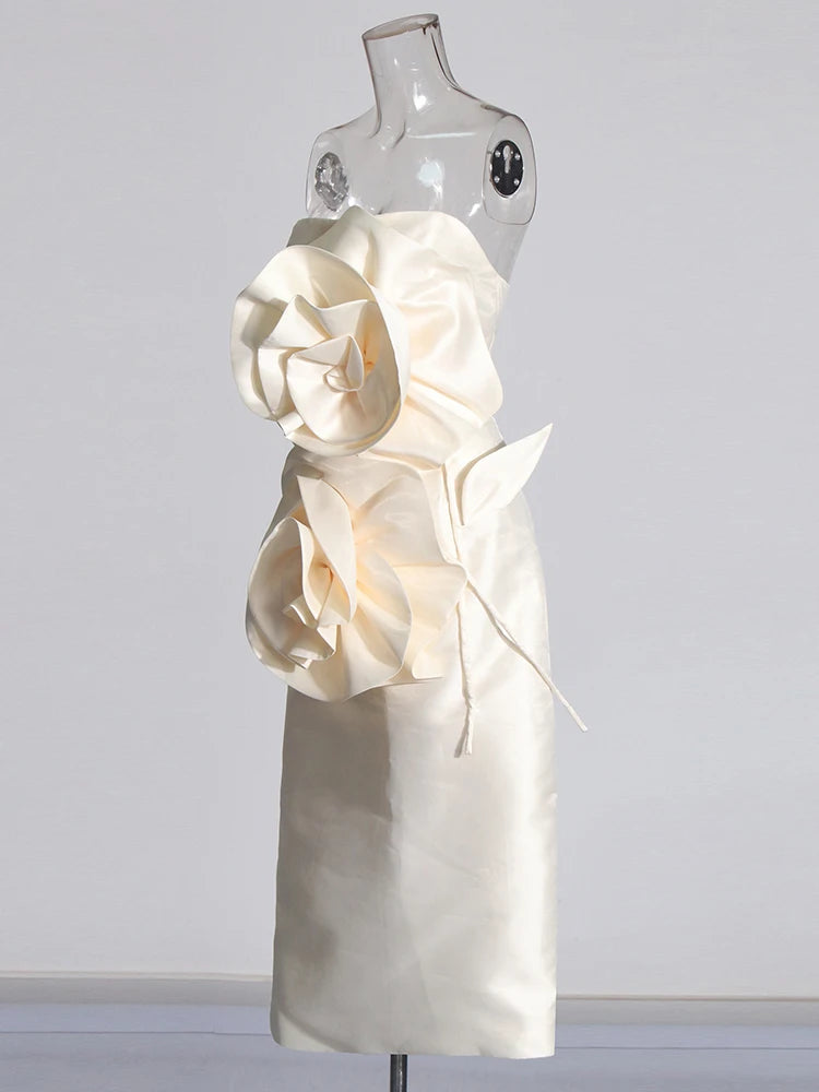 Zalia Atelier | Strapless Midi Dress Appliques