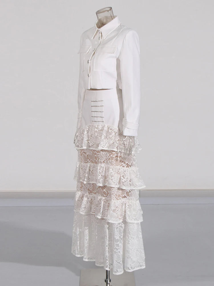 Zalia Atelier | Top and Ruffles Lace Skirt Set
