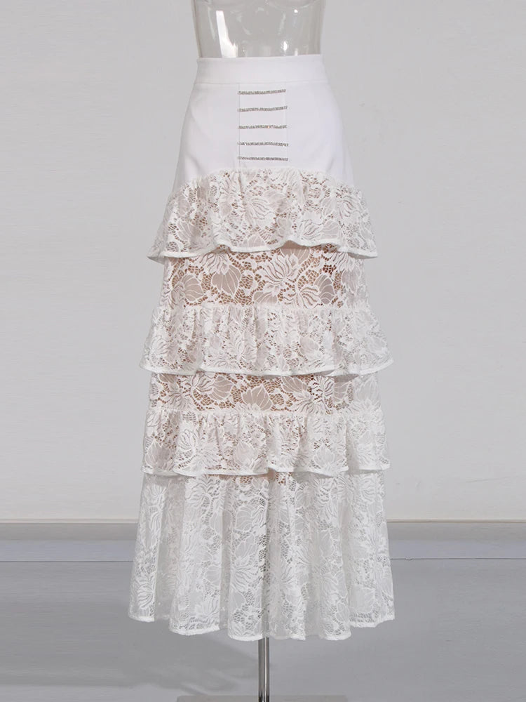 Top and Ruffles Lace Skirt Set