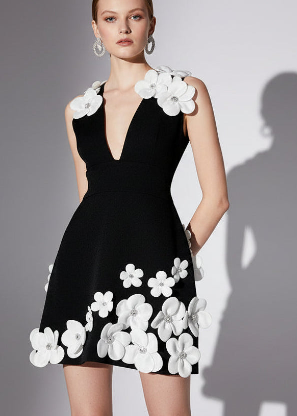 White Appliques Mini Dress | Zalia Atelier