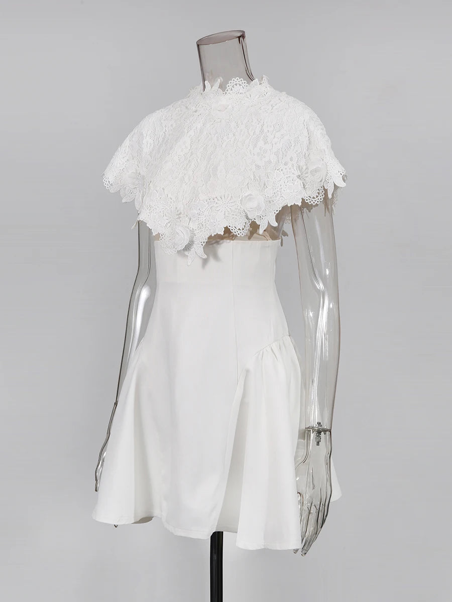 White Dress with Cape | Zalia Atelier