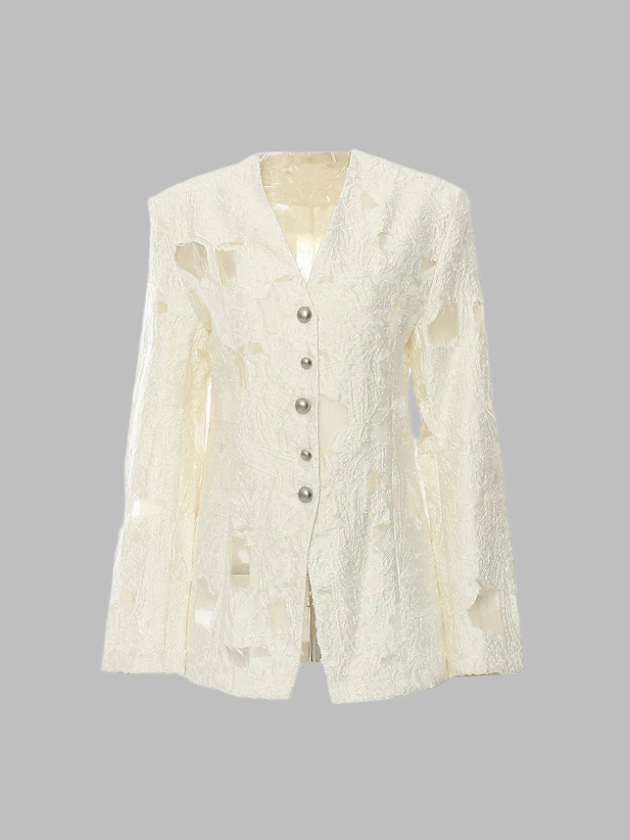Zalia Atelier | White Patchwork Jacket