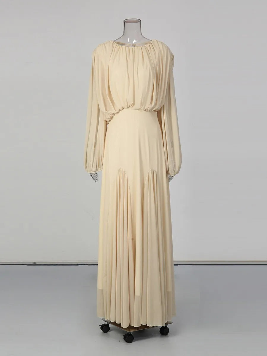 Zalia Atelier | Yellow Round Neck Maxi Dress