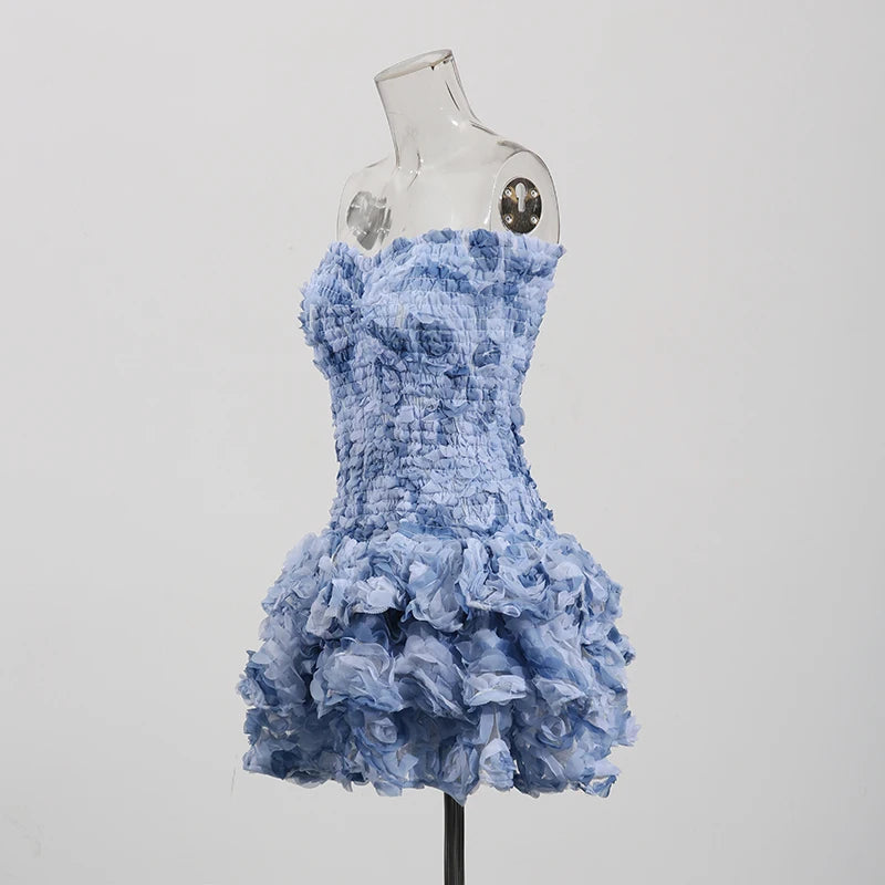 Zalia Ateleier | Blue Ruffled Mini Dress