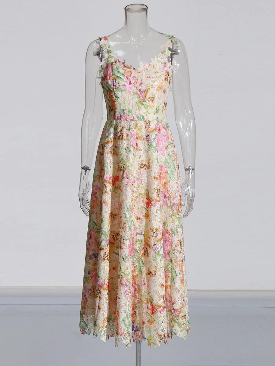 Zalia Atelier | Floral Print Lace Dress