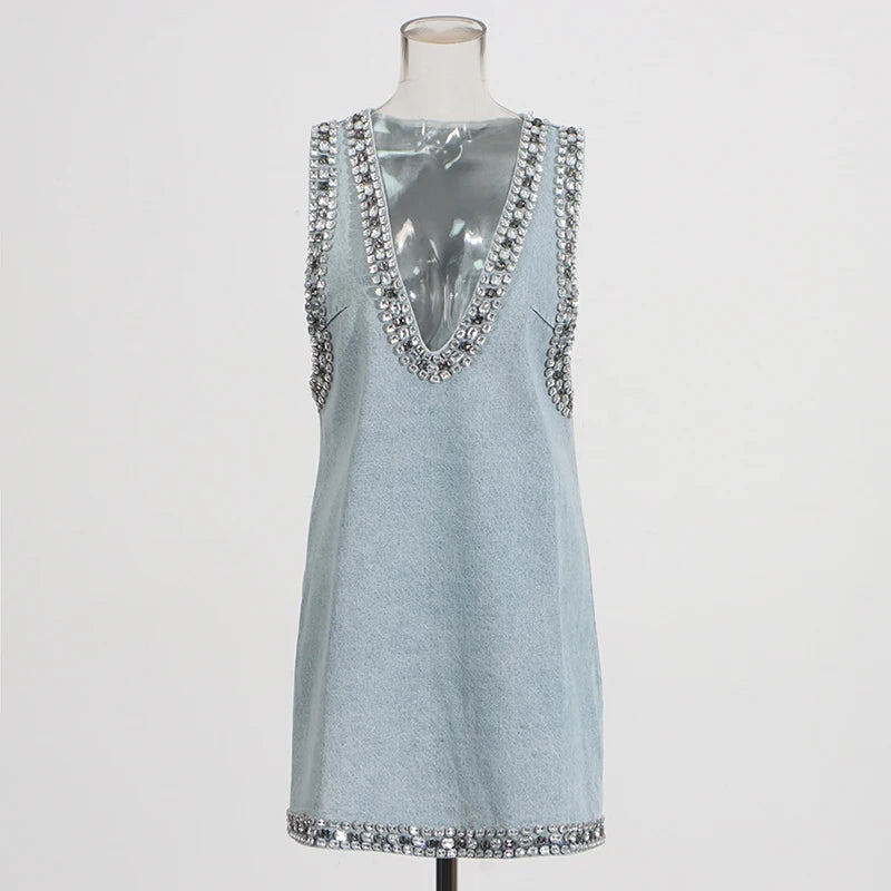 Zalia Atelier | V Neck Denim Dress