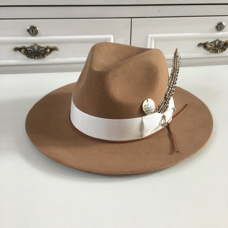 Pin and Feather Wool Hat