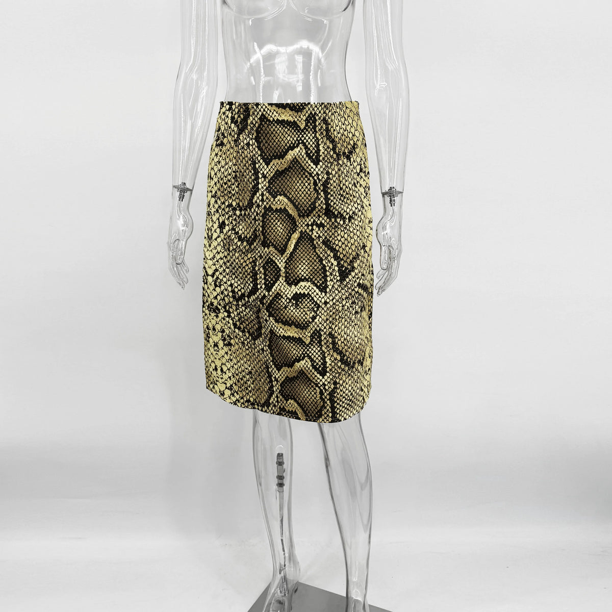 Zalia Atelier - Animal Print Midi Skirt - Snake Print Skirt