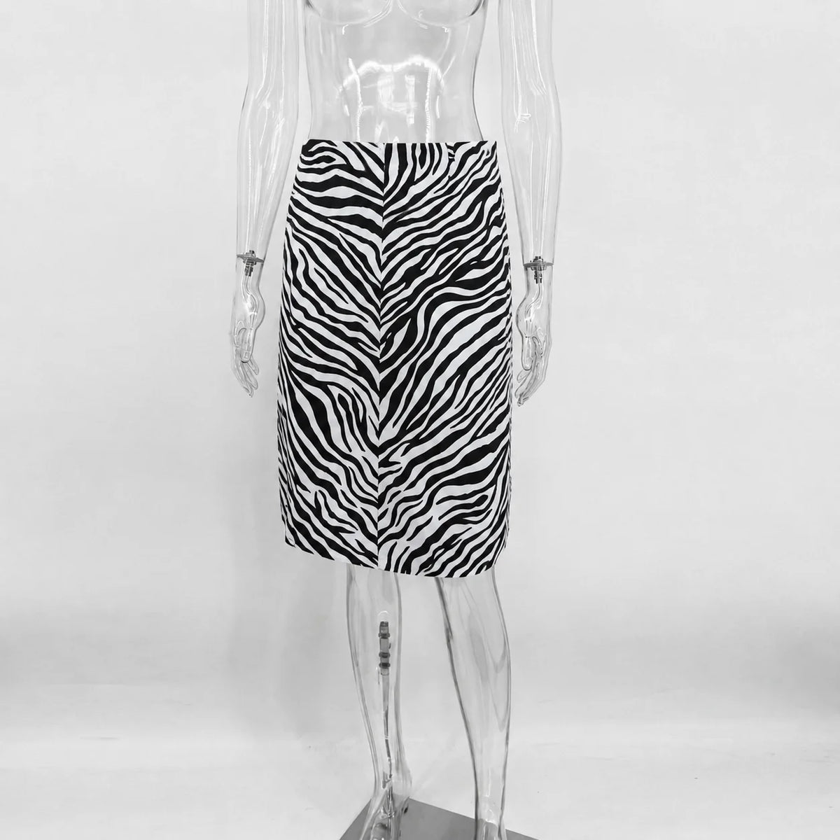 Zalia Atelier - Animal Print Midi Skirt - Zebra Print Midi