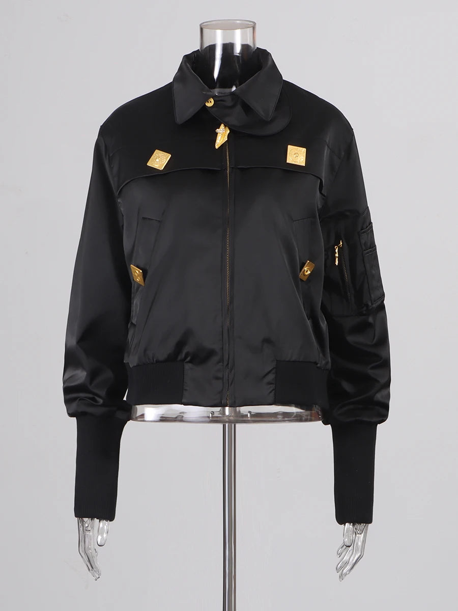 Zalia Atelier | Appliques Bomber Jacket | Front