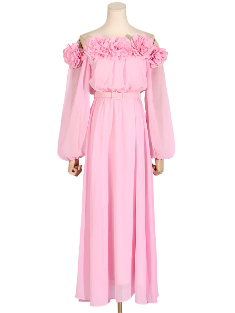 Zalia Atelier | Appliques Maxi Dress Pink
