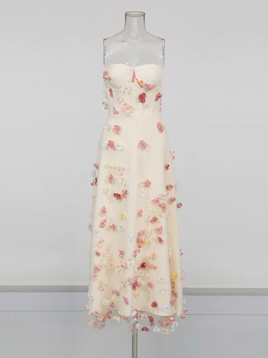 Appliques Strapless Dress | Zalia Atelier