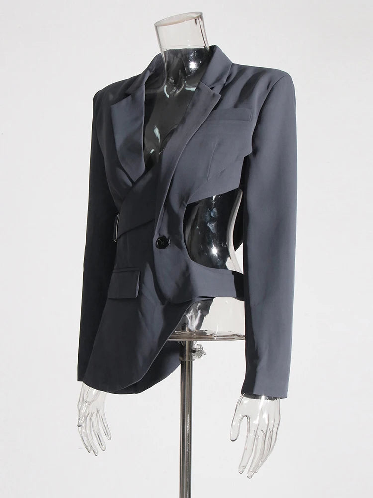 Gray Asymmetrical Blazer | Zalia Atelier | Street Style