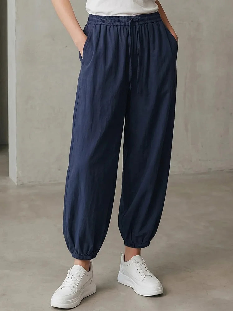 Zalia Atelier - Balloon Cropped Pants Navy Blue
