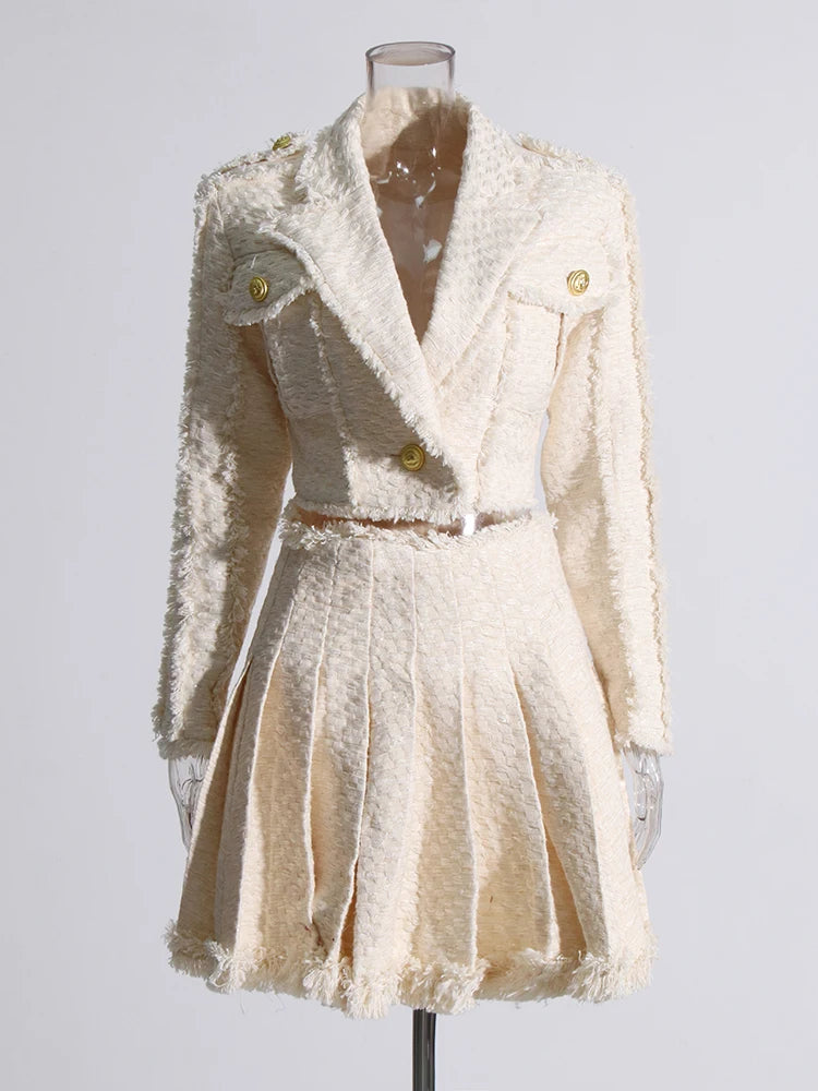 Zalia Atelier | Beige Blazer and Skirt Set