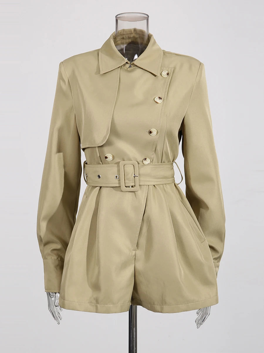 Khaki Belted Romper | Zalia Atelier