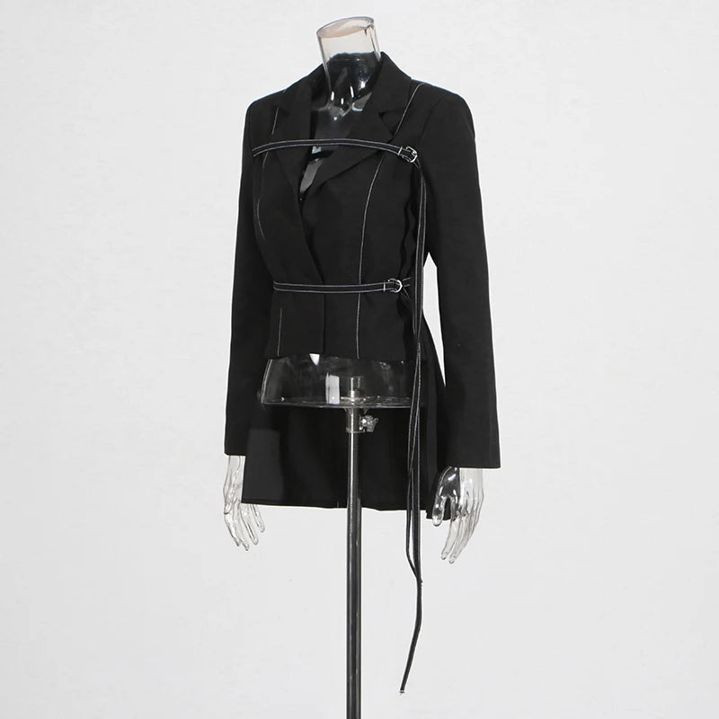 Zalia Atelier | Black Blazer with Cross Laces