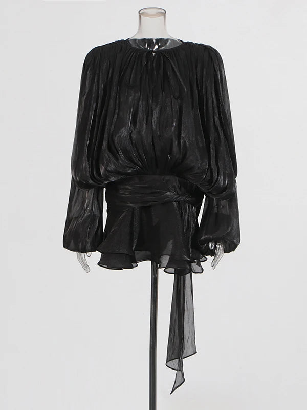 Black Blouse Mini Dress | Zalia Atelier | Blouson Mini Dress