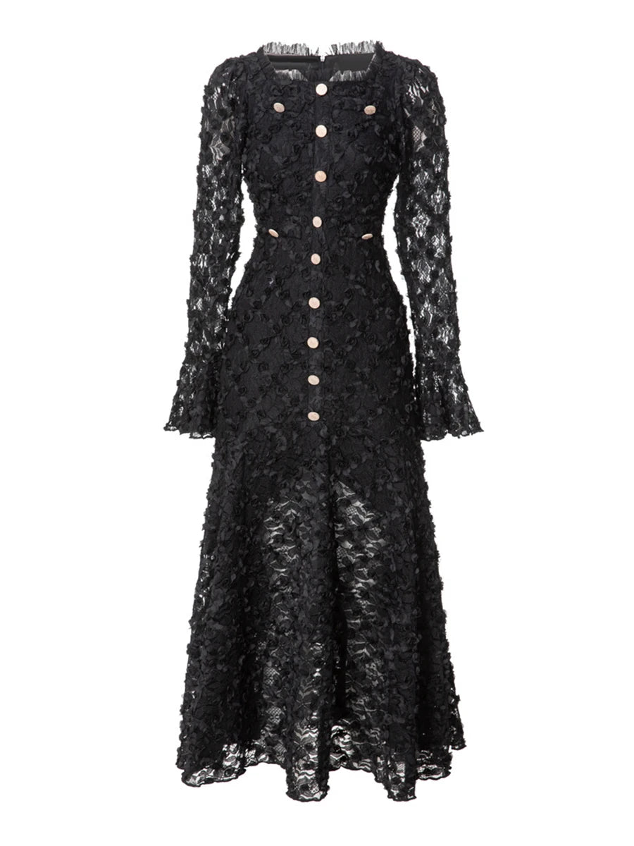 Zalia Atelier | Black Maxi Dress Long Sleeves