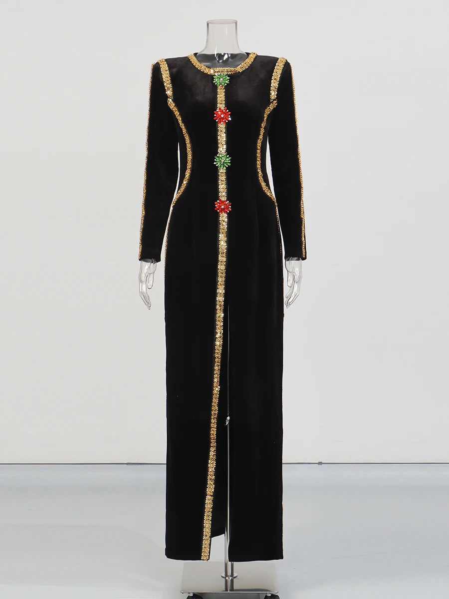 Zalia Atelier | Rhinestones Black Gown