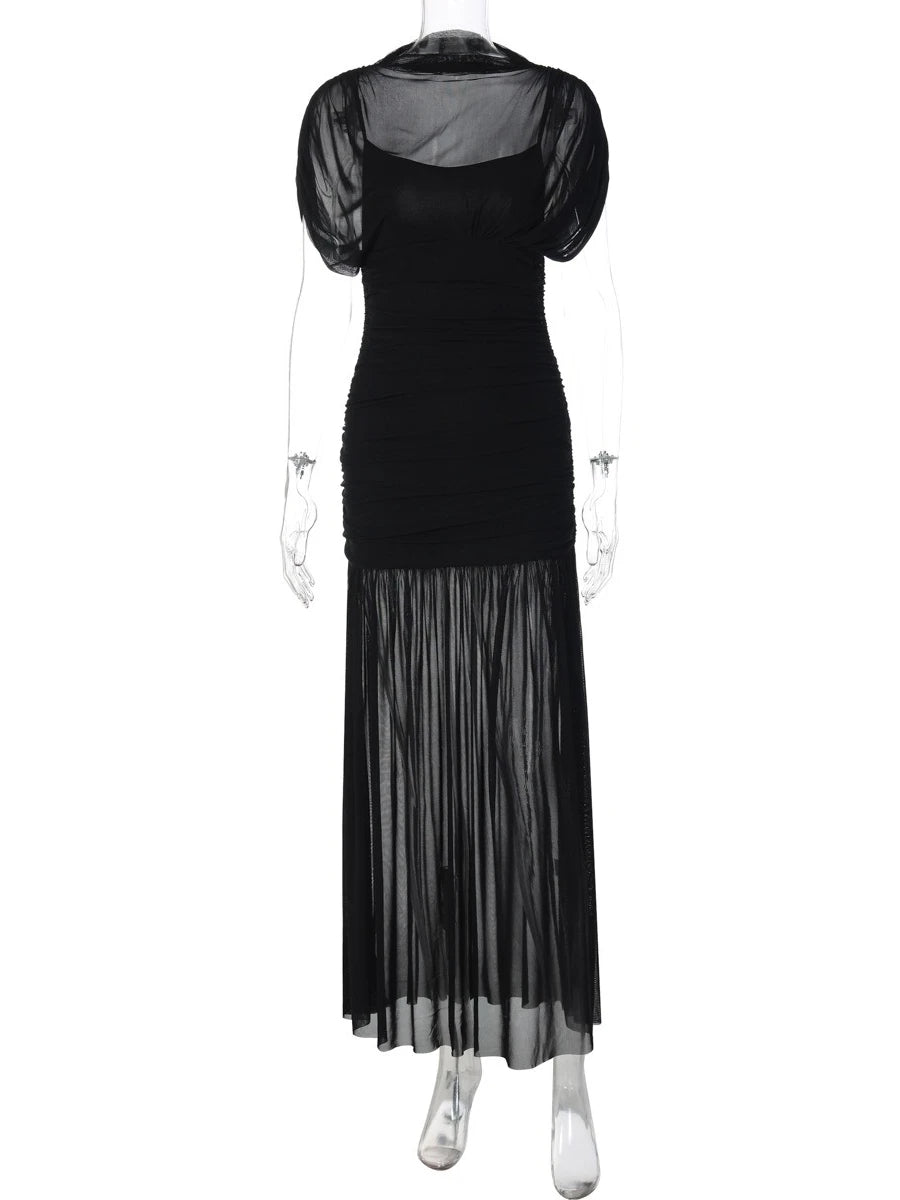 Zalia Atelier Black Sheer Layer Dress
