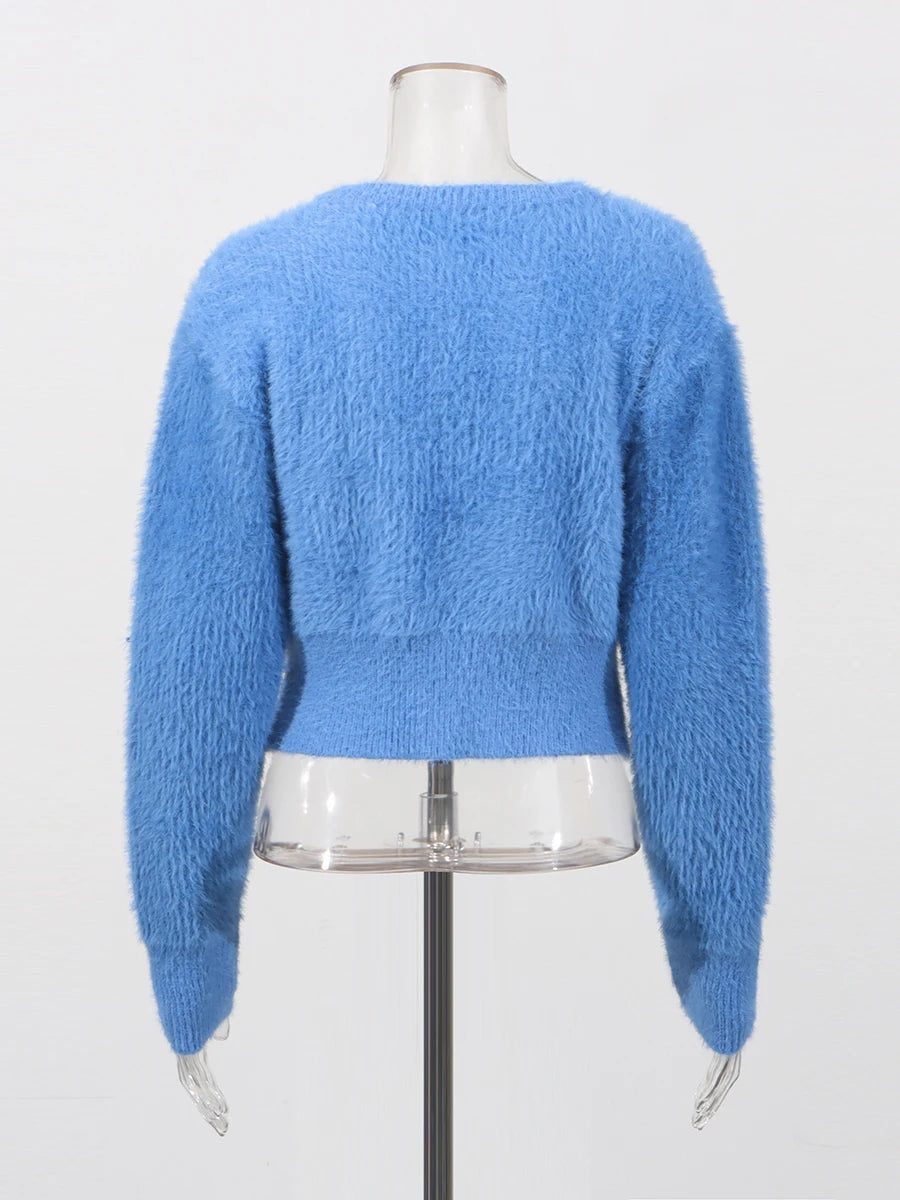 Zalia Atelier | Blue Cardigan | Back 