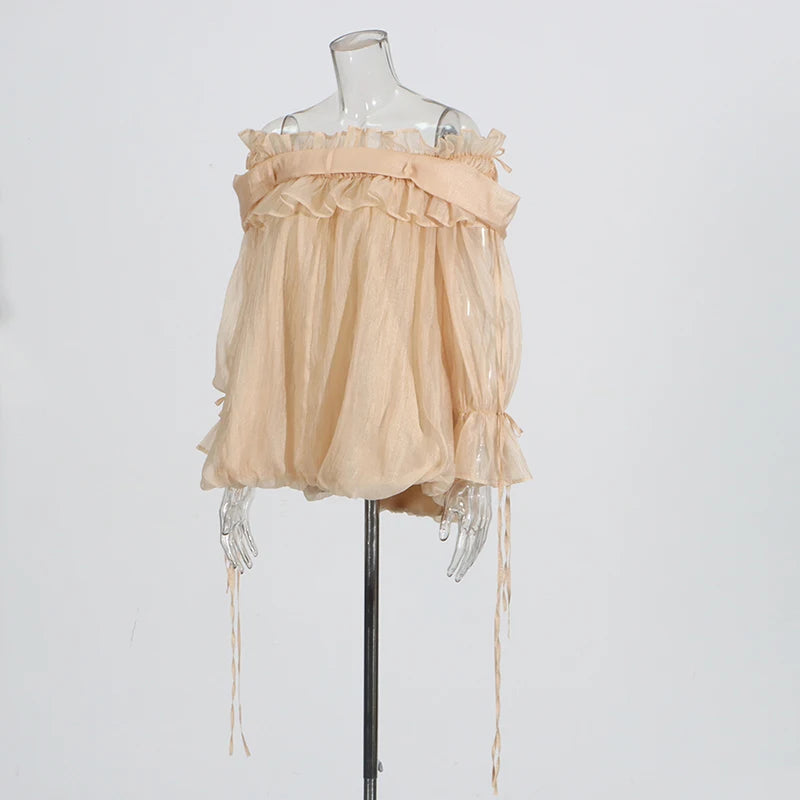 Zalia Atelier | Boho Chiffon Blouse | Champagne Color