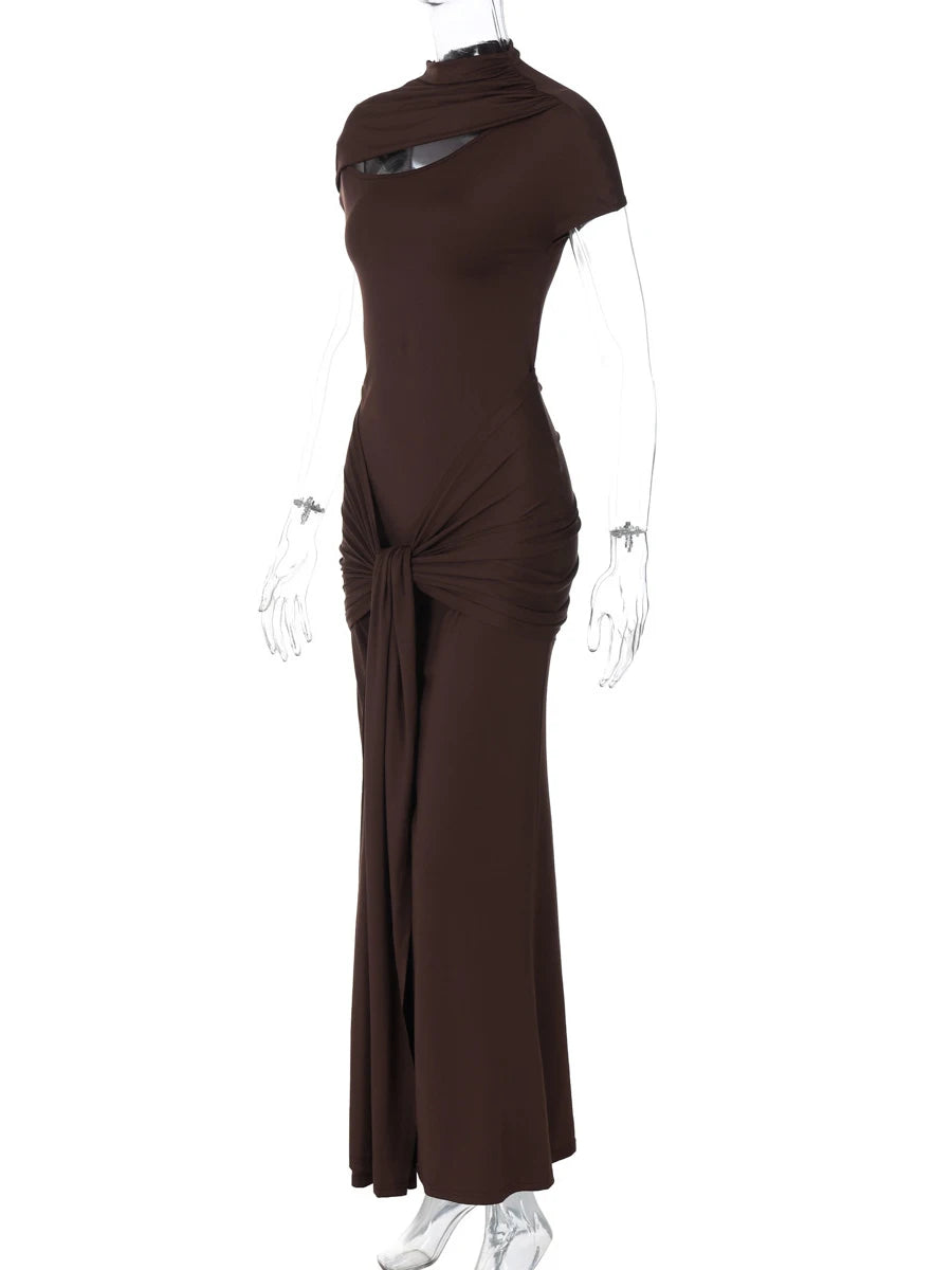 Zalia Atelier - Brown Ruched Dress
