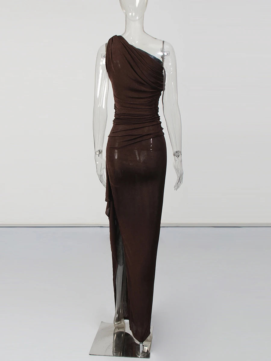 Zalia Atelier | Brown Skirt Set | Back