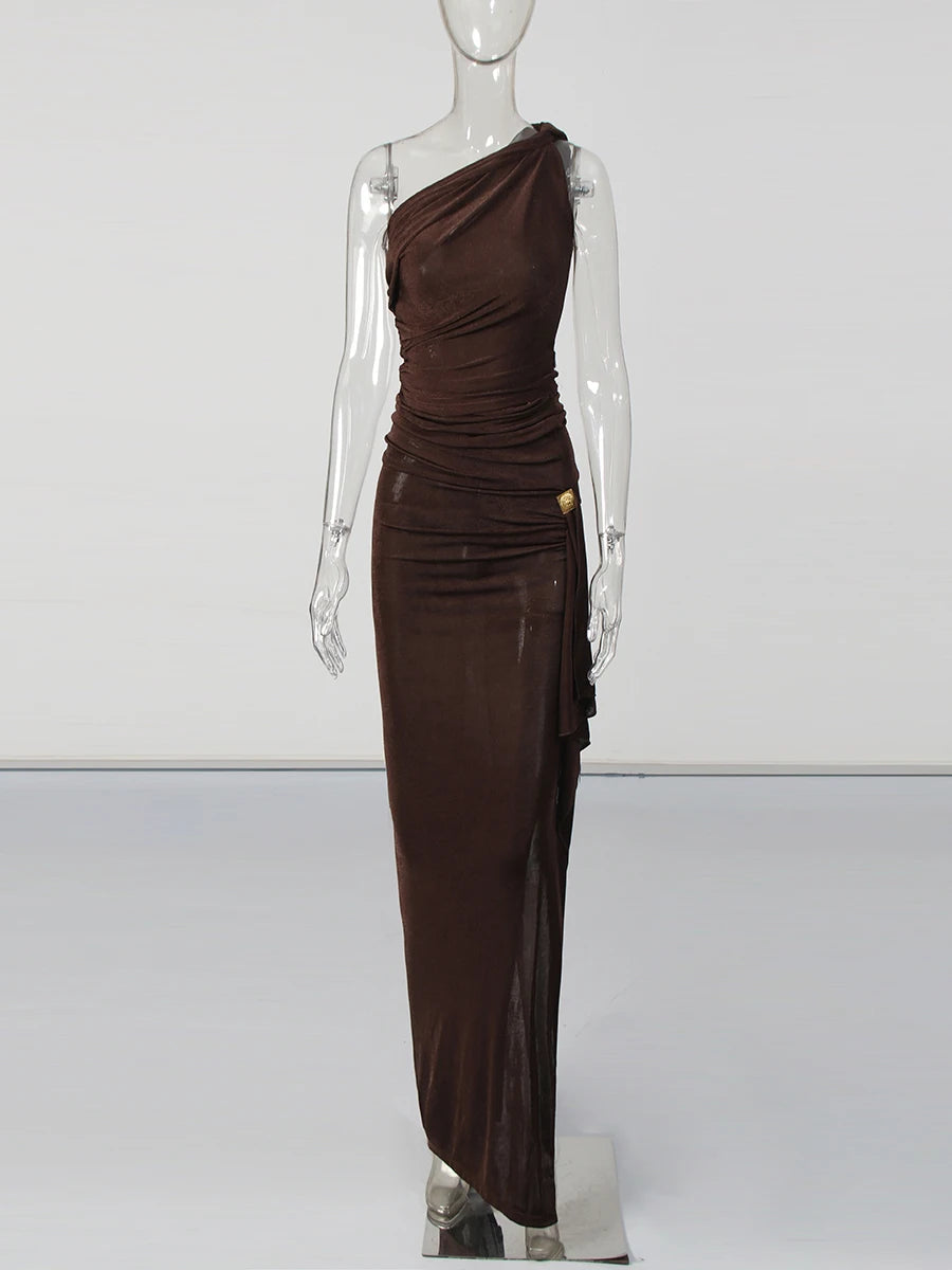 Zalia Atelier | Brown Skirt Set | Front
