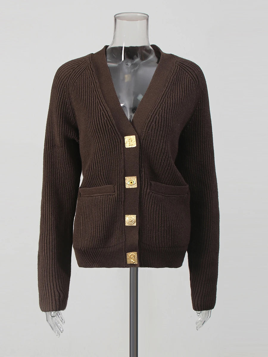 Chocolate Brown Cardigan | Zalia Atelier
