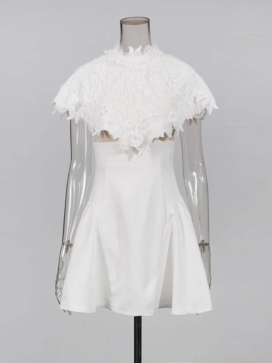 White Dress with Cape | Zalia Atelier