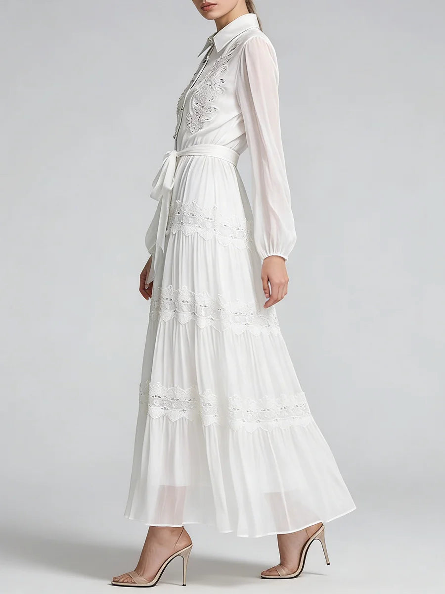 White Embroidered Lace Maxi Dress | Zalia Atelier