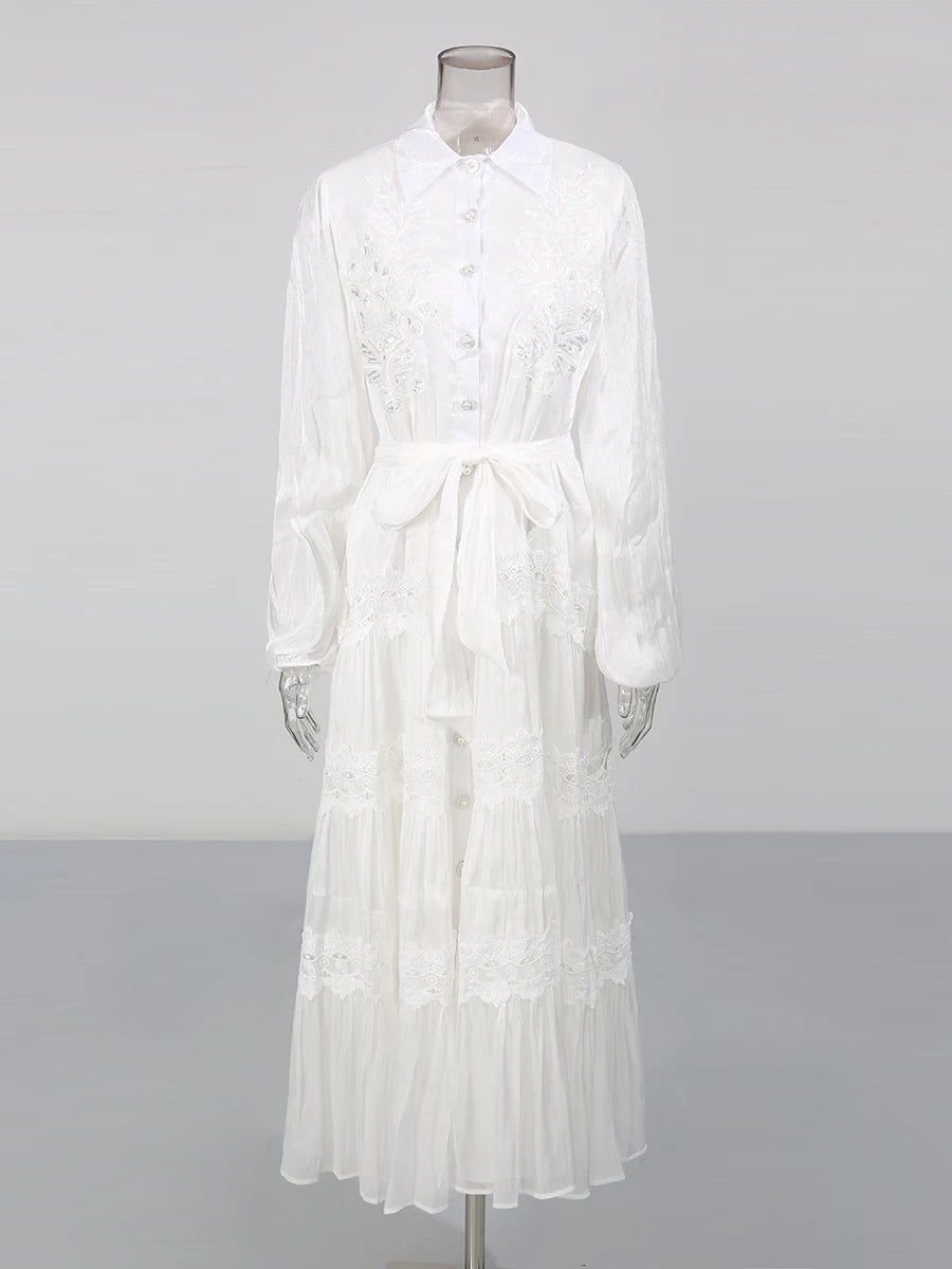 White Embroidered Lace Maxi Dress | Zalia Atelier