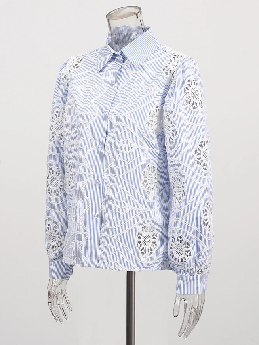 Zalia Atelier | Embroidered Lace Shirt