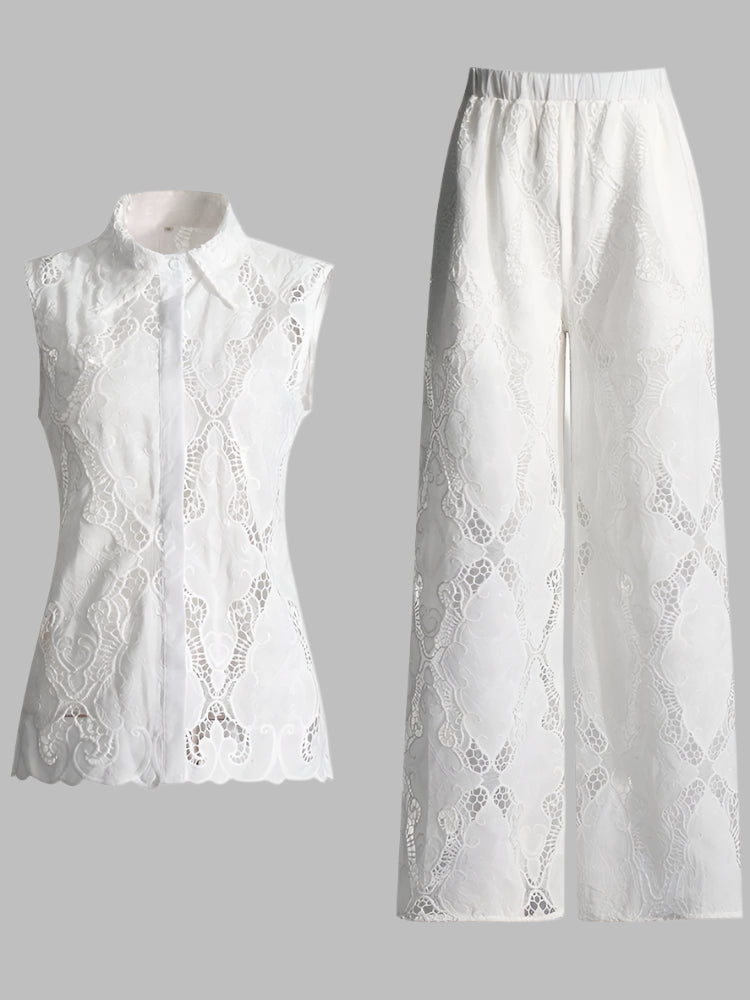 Zalia Atelier Embroidered Pants Set