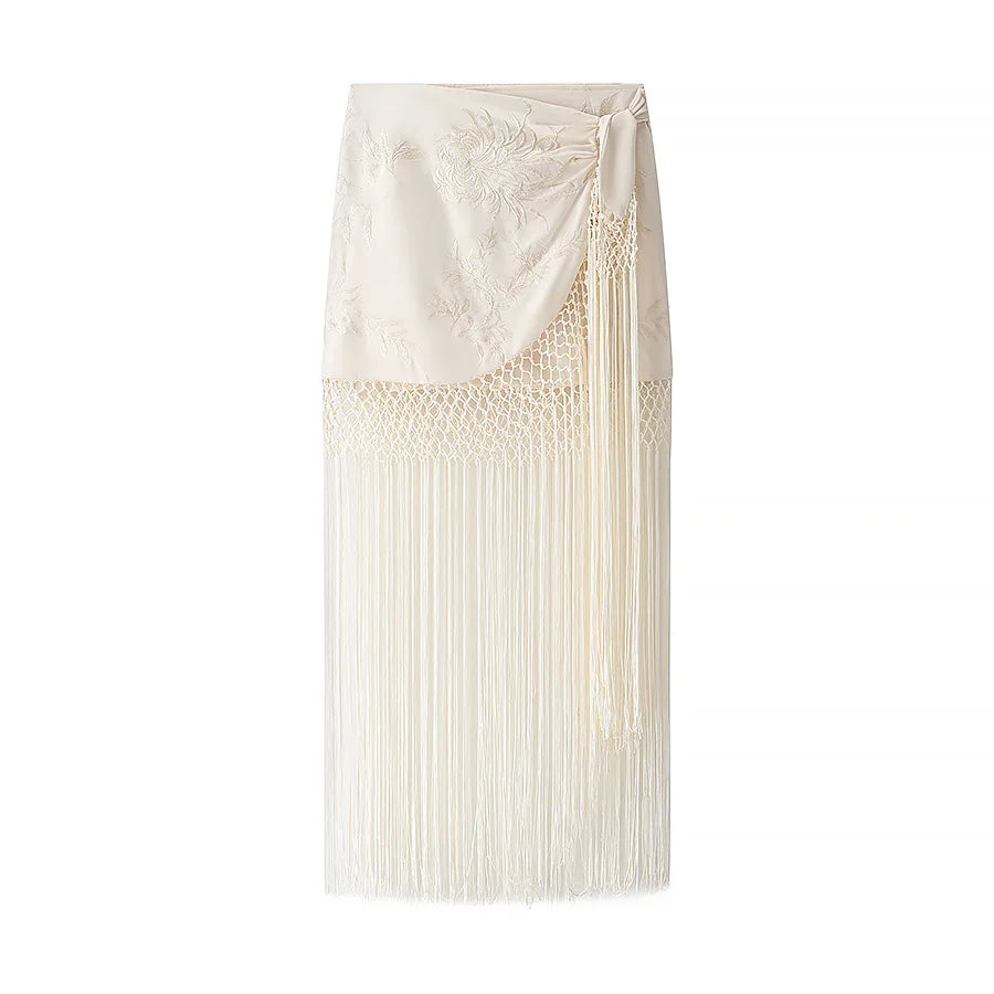 Embroidered and Tassel Skirt | Zalia Atelier