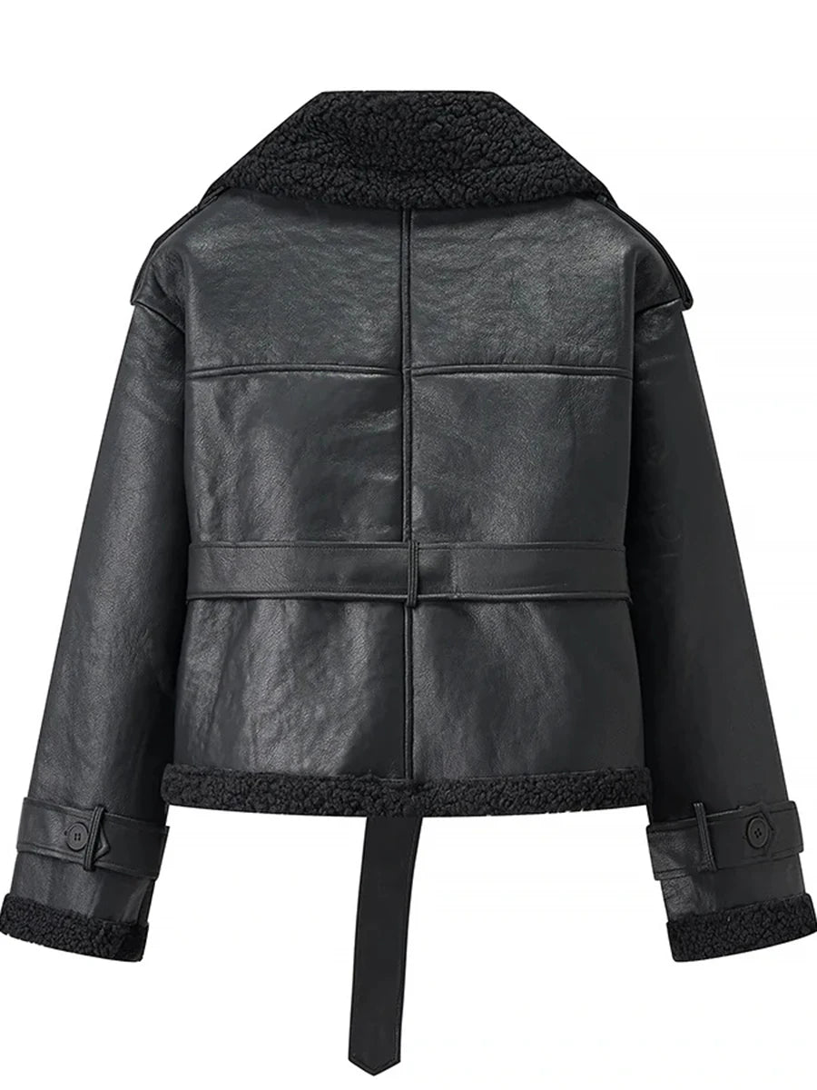 Faux Fur Lined Jacket | Back All Black