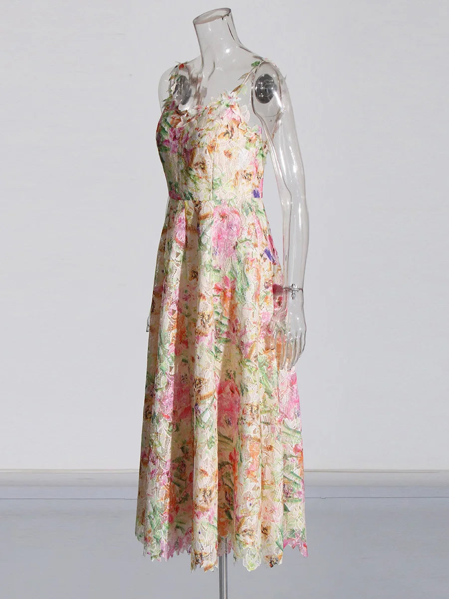 Zalia Atelier | Floral Embroidery Lace Dress