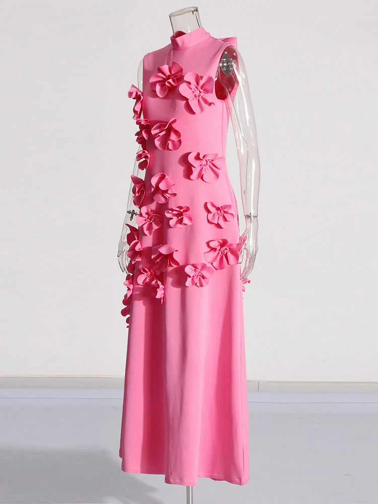 Zalia Atelier | Flower Applique Dress Pink