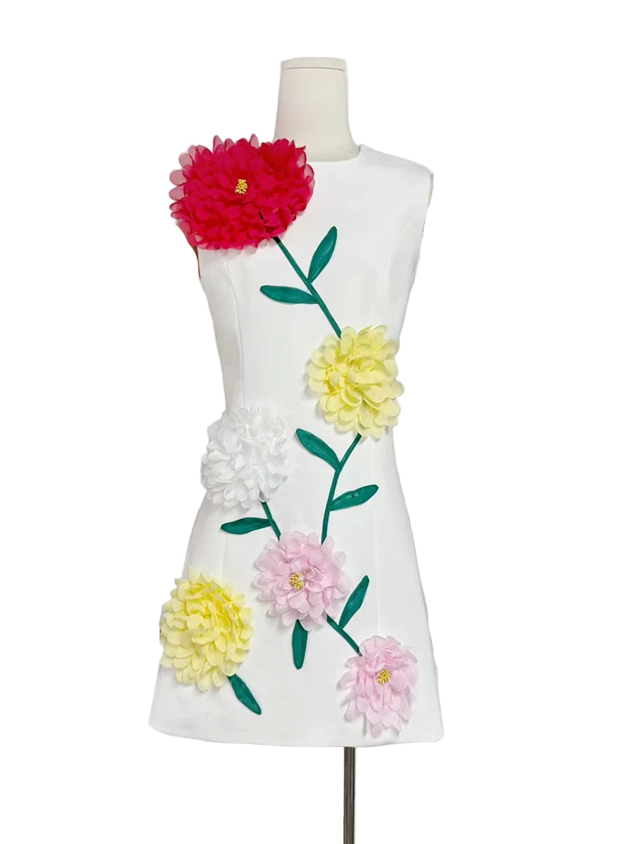 Zalia Atelier | Flower Appliques Mini Dress